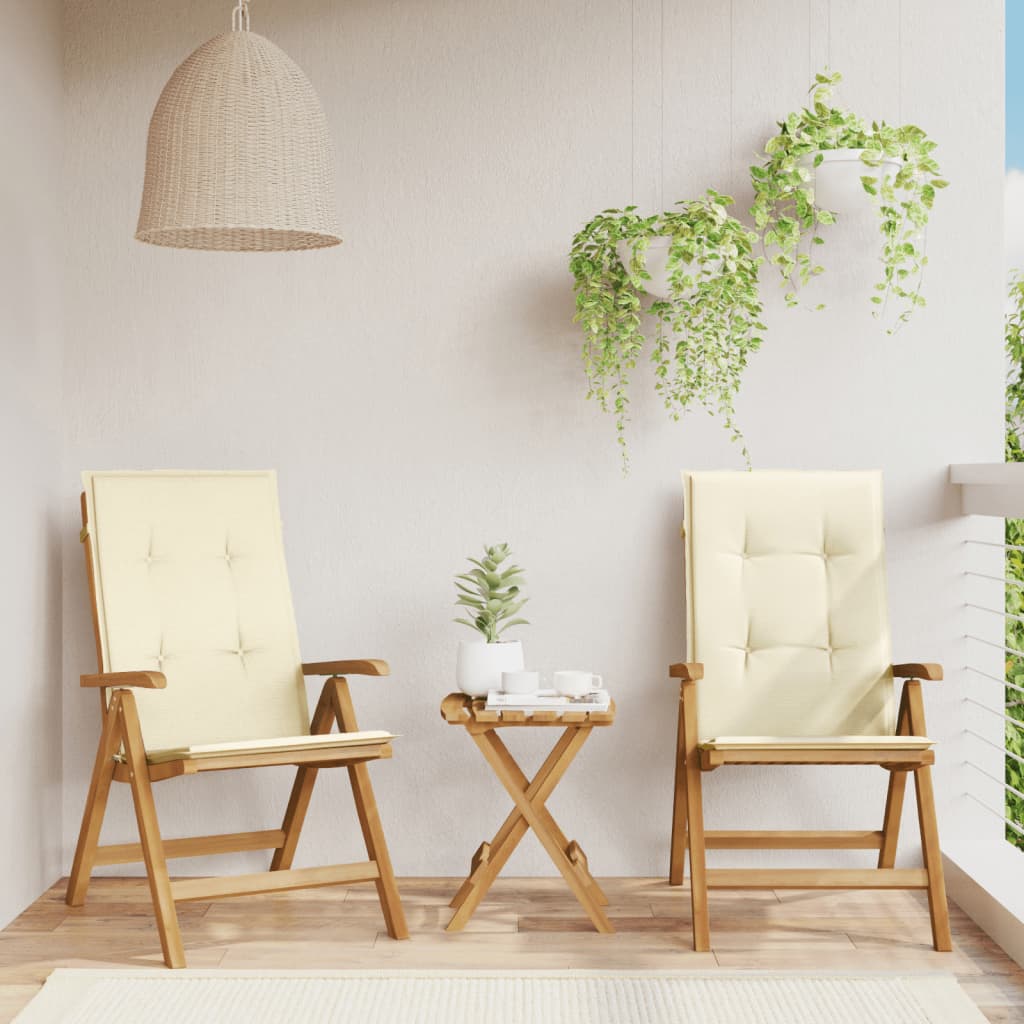 Fällbara Fåtöljer Med Dynor, 2 St, Massivt Trä, Teak