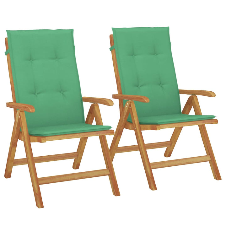 Fällbara Fåtöljer Med Dynor, 2 St, Massivt Trä, Teak