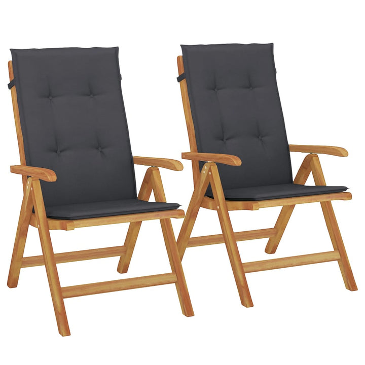 Fällbara Fåtöljer Med Dynor, 2 St, Massivt Trä, Teak