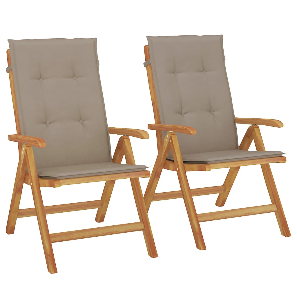 Fällbara Fåtöljer Med Dynor, 2 St, Massivt Trä, Teak