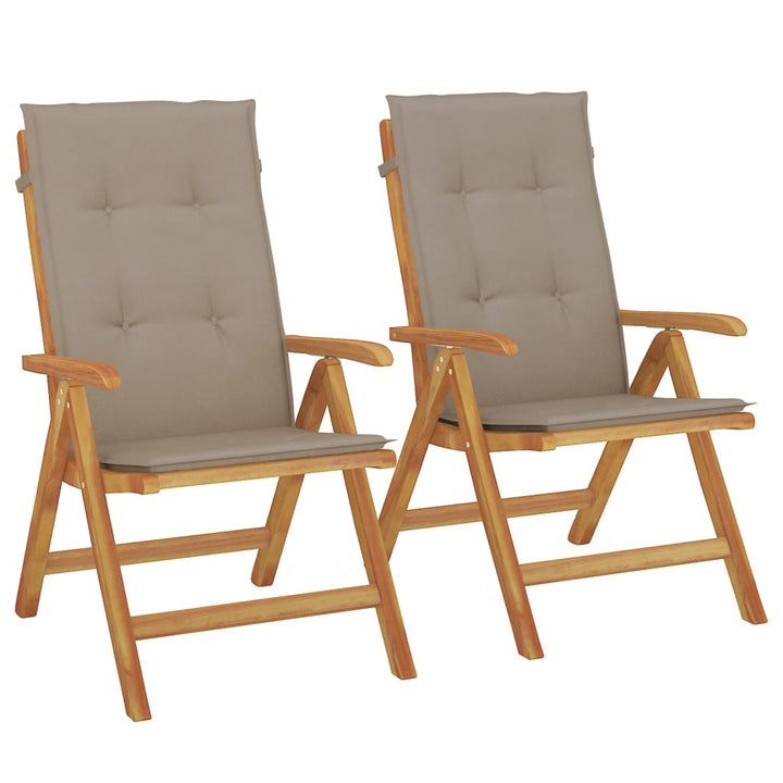 Fällbara Fåtöljer Med Dynor, 2 St, Massivt Trä, Teak