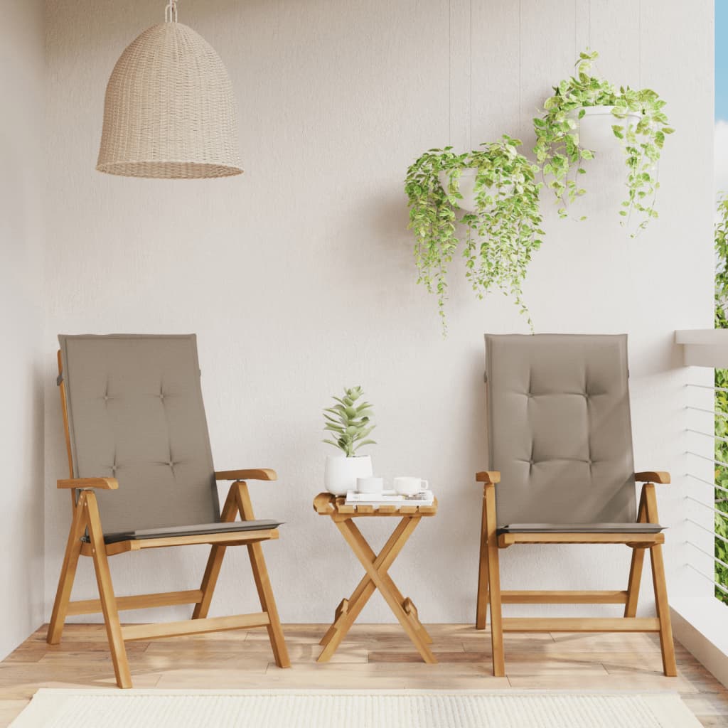 Fällbara Fåtöljer Med Dynor, 2 St, Massivt Trä, Teak