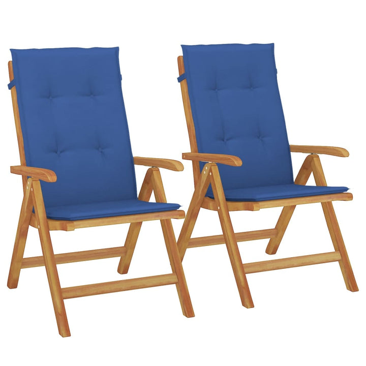 Fällbara Fåtöljer Med Dynor, 2 St, Massivt Trä, Teak