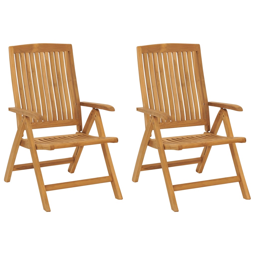 Fällbara Fåtöljer Med Dynor, 2 St, Massivt Trä, Teak