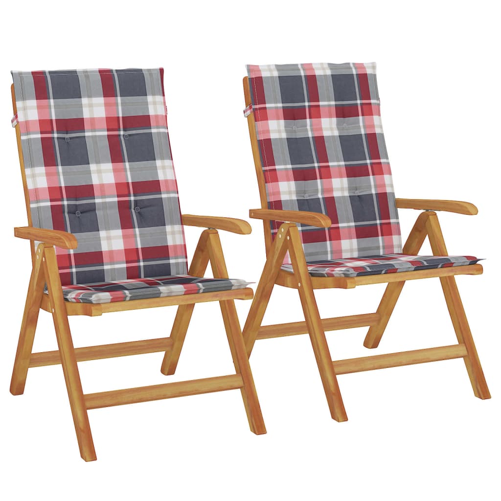 Fällbara Fåtöljer Med Dynor, 2 St, Massivt Trä, Teak