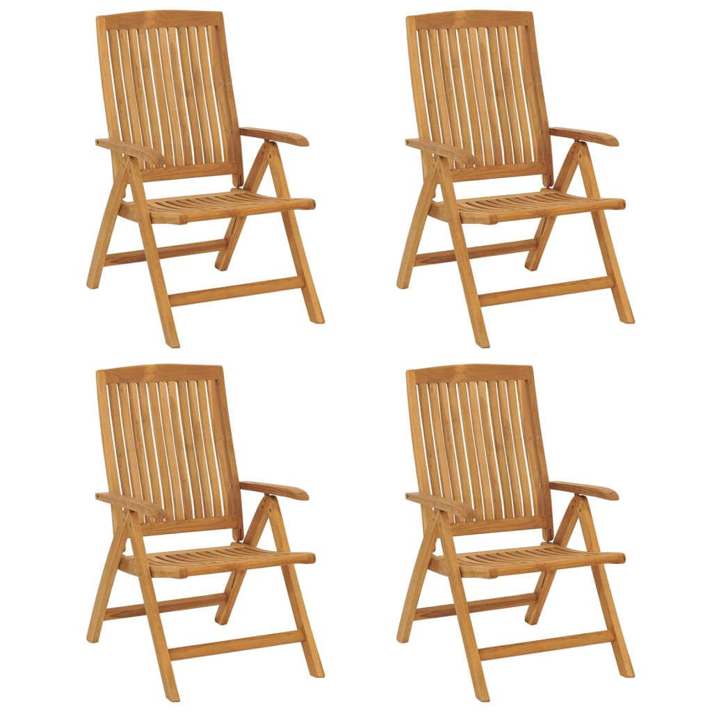 Fällbara Fåtöljer Med Dynor, 4 St, Massivt Trä, Teak