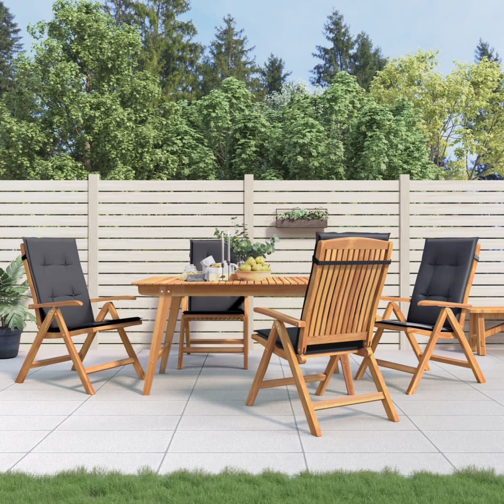 Fällbara Fåtöljer Med Dynor, 4 St, Massivt Trä, Teak
