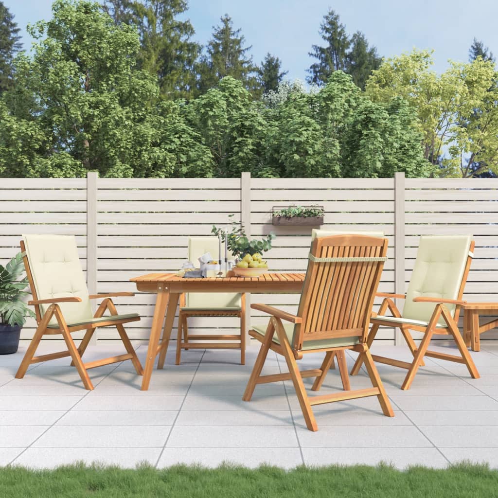 Fällbara Fåtöljer Med Dynor, 4 St, Massivt Trä, Teak