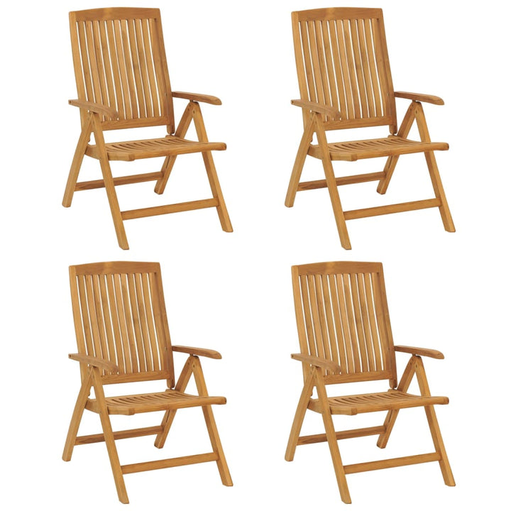 Fällbara Fåtöljer Med Dynor, 4 St, Massivt Trä, Teak