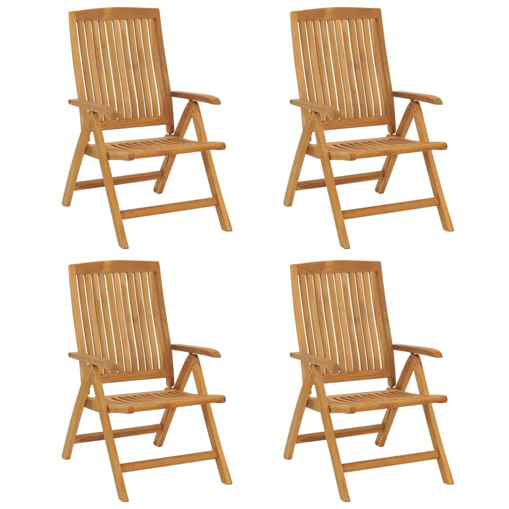 Fällbara Fåtöljer Med Dynor, 4 St, Massivt Trä, Teak