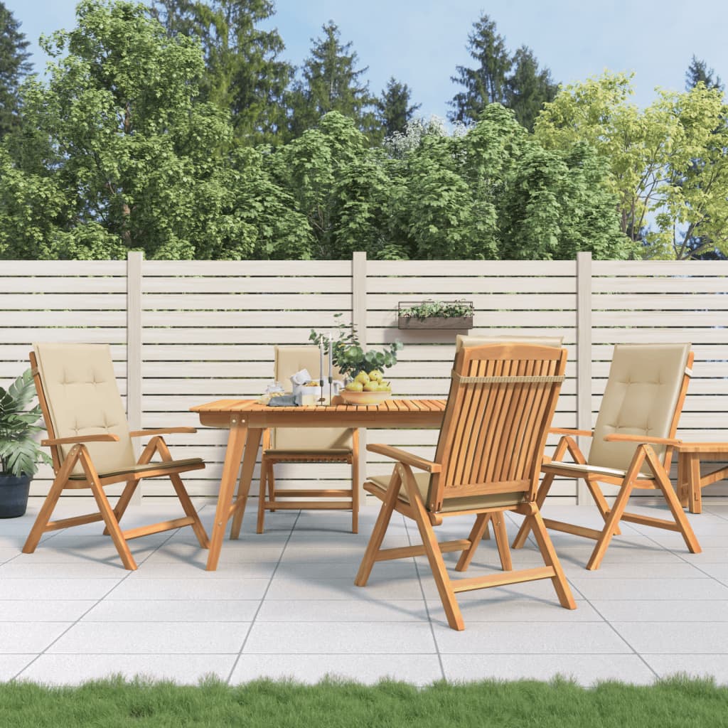 Fällbara Fåtöljer Med Dynor, 4 St, Massivt Trä, Teak