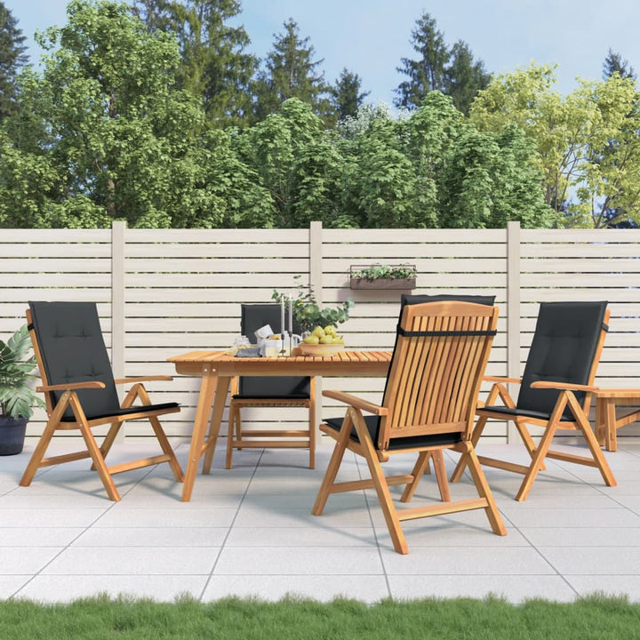 Fällbara Fåtöljer Med Dynor, 4 St, Massivt Trä, Teak