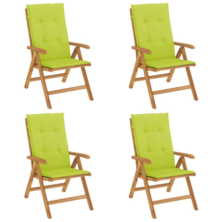 Fällbara Fåtöljer Med Dynor, 4 St, Massivt Trä, Teak