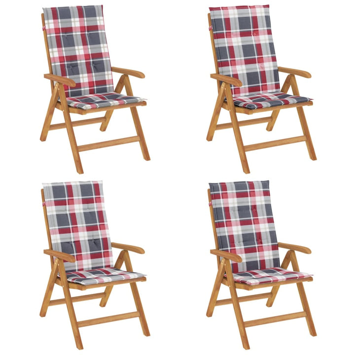 Fällbara Fåtöljer Med Dynor, 4 St, Massivt Trä, Teak