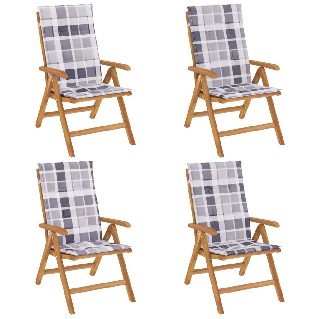 Fällbara Fåtöljer Med Dynor, 4 St, Massivt Trä, Teak