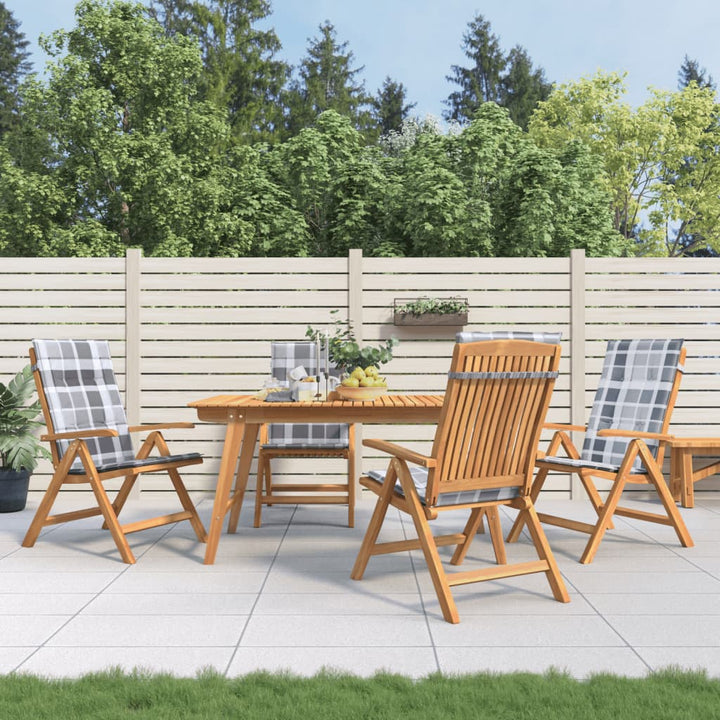 Fällbara Fåtöljer Med Dynor, 4 St, Massivt Trä, Teak