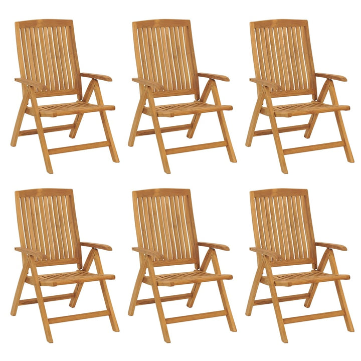 Fällbara Fåtöljer Med Dynor, 6 St, Massivt Trä, Teak