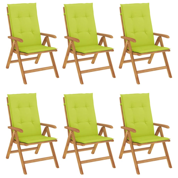 Fällbara Fåtöljer Med Dynor, 6 St, Massivt Trä, Teak