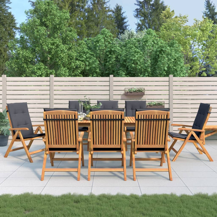 Fällbara Fåtöljer Med Dynor, 8 St, Massivt Trä, Teak