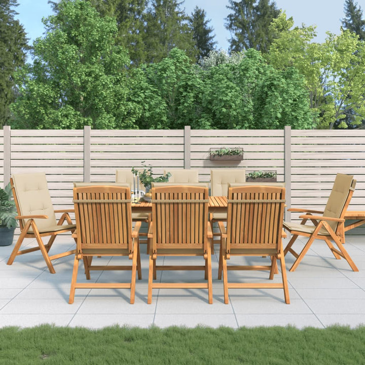 Fällbara Fåtöljer Med Dynor, 8 St, Massivt Trä, Teak