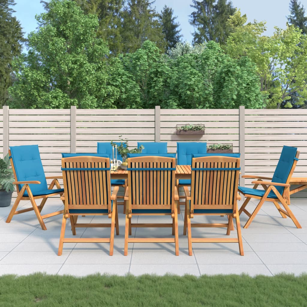 Fällbara Fåtöljer Med Dynor, 8 St, Massivt Trä, Teak