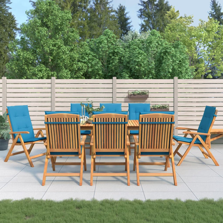 Fällbara Fåtöljer Med Dynor, 8 St, Massivt Trä, Teak