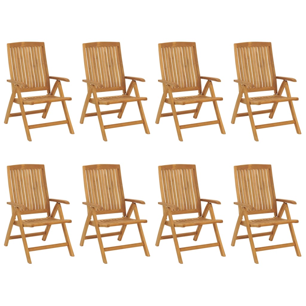 Fällbara Fåtöljer Med Dynor, 8 St, Massivt Trä, Teak