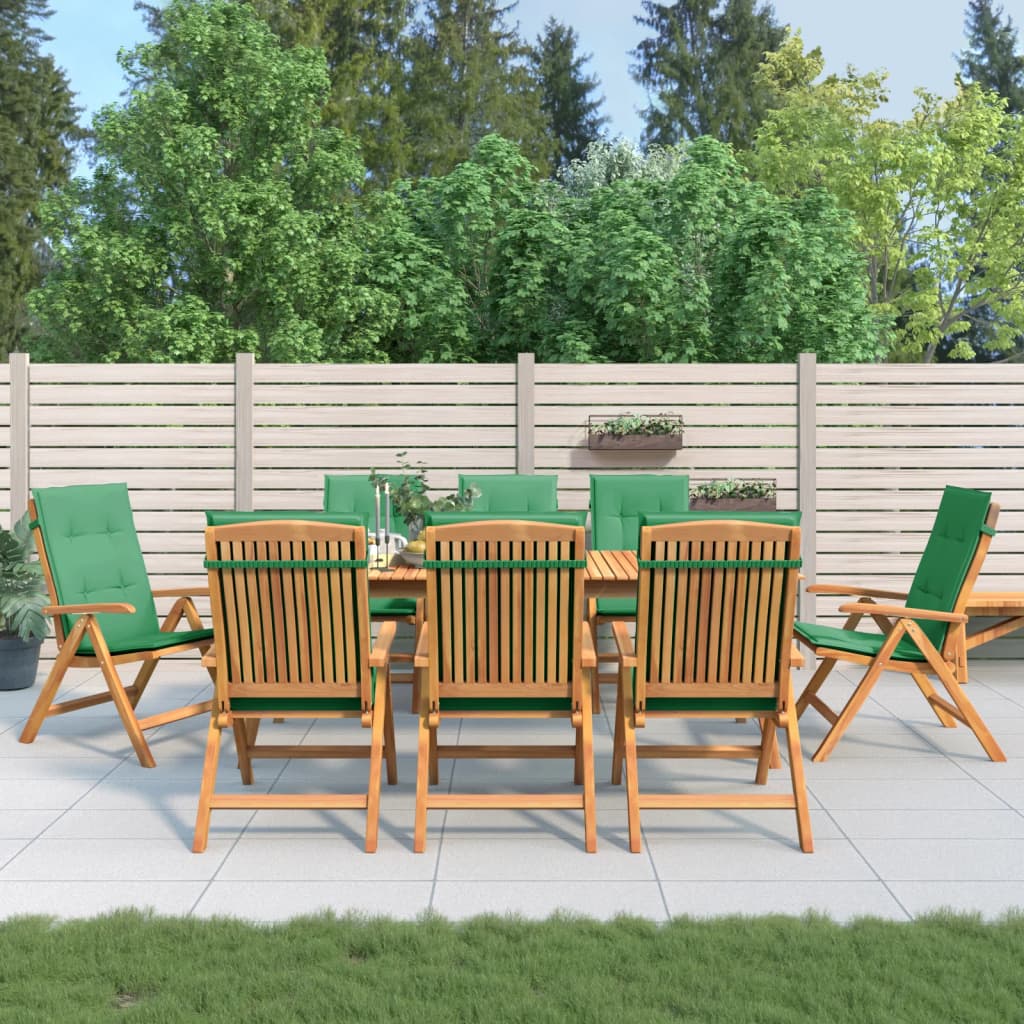 Fällbara Fåtöljer Med Dynor, 8 St, Massivt Trä, Teak
