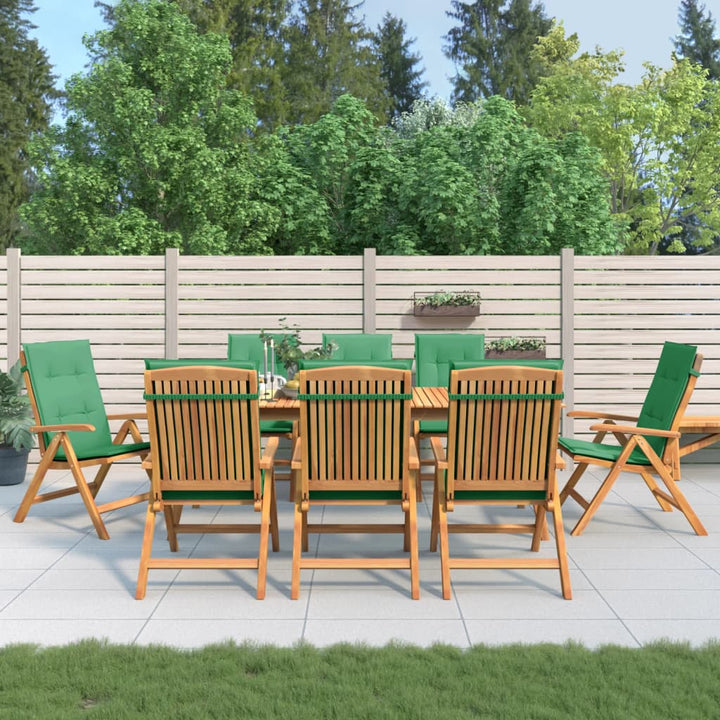 Fällbara Fåtöljer Med Dynor, 8 St, Massivt Trä, Teak