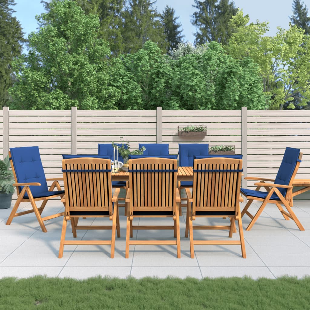 Fällbara Fåtöljer Med Dynor, 8 St, Massivt Trä, Teak
