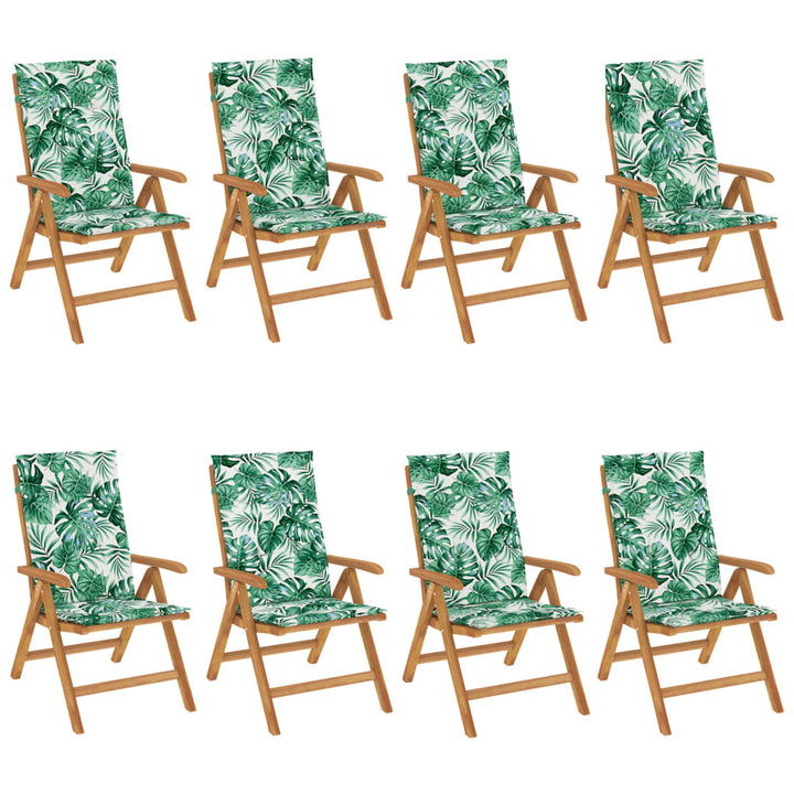 Fällbara Fåtöljer Med Dynor, 8 St, Massivt Trä, Teak