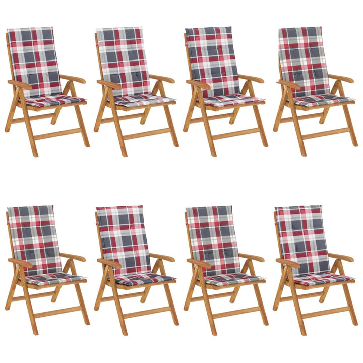 Fällbara Fåtöljer Med Dynor, 8 St, Massivt Trä, Teak