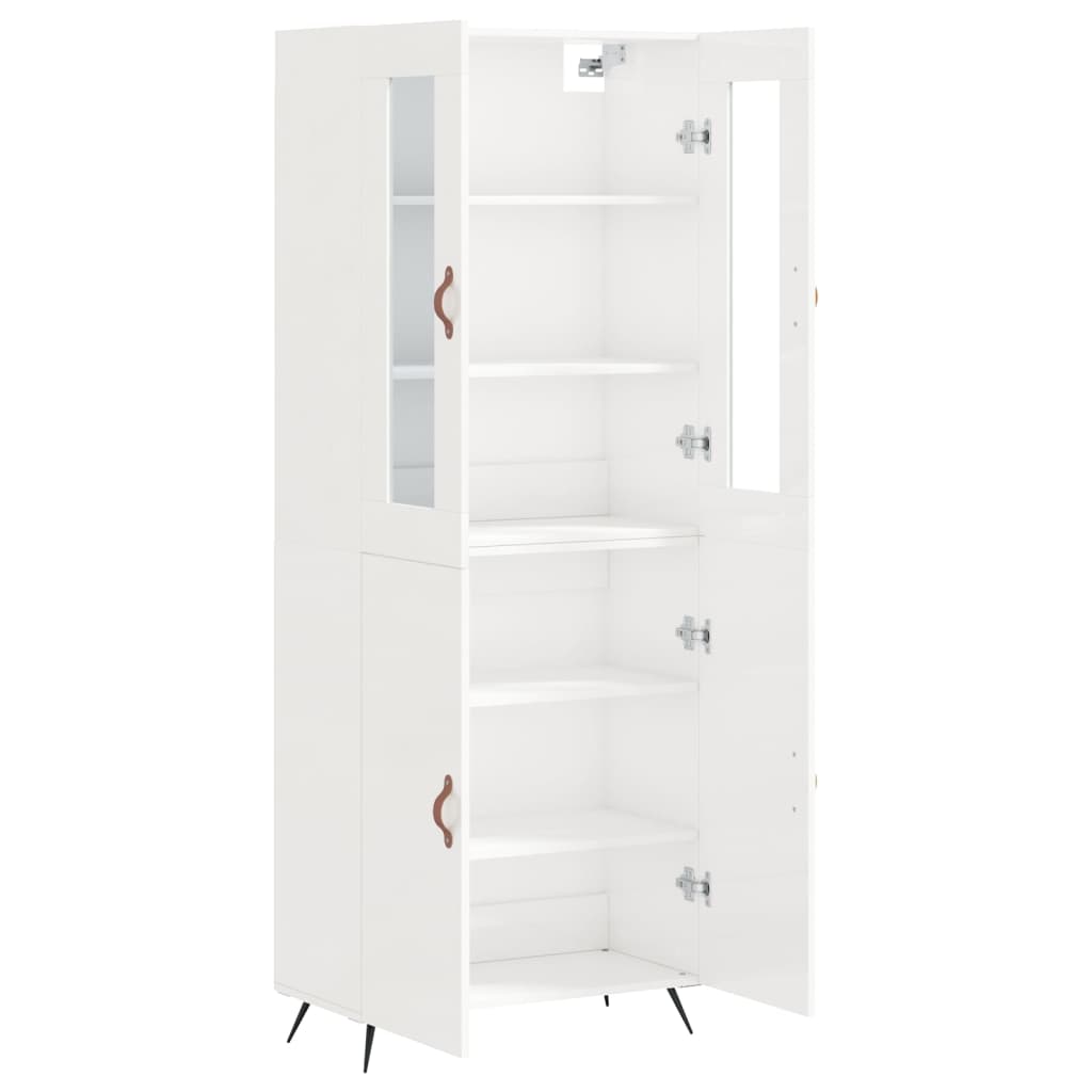 Högskåp Högglans Vit 69,5X34X180 Cm Konstruerat Trä