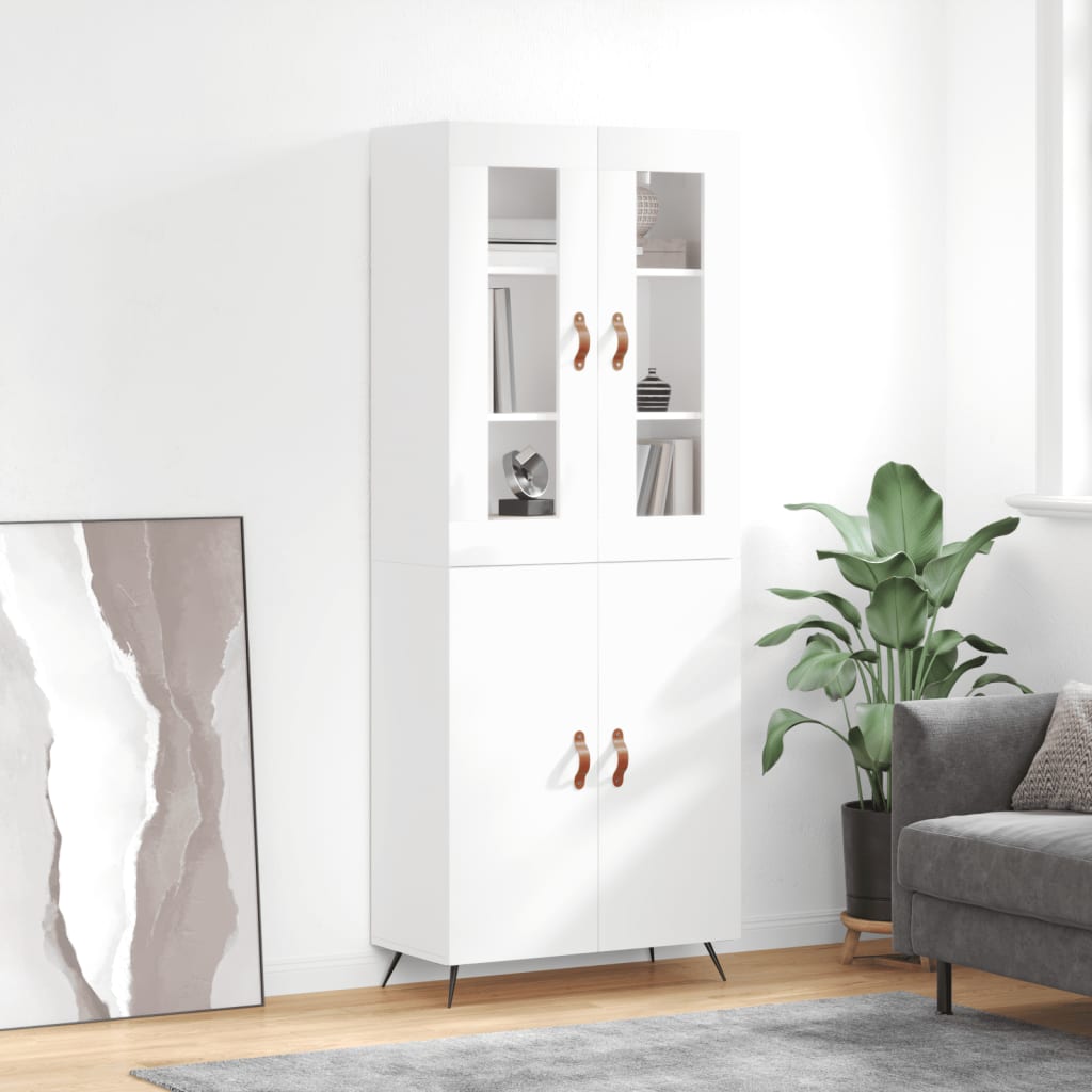 Högskåp Högglans Vit 69,5X34X180 Cm Konstruerat Trä
