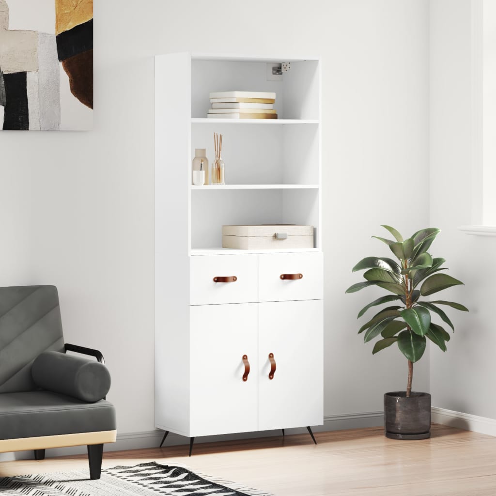 Högskåp Högglans Vit 69,5X34X180 Cm Konstruerat Trä