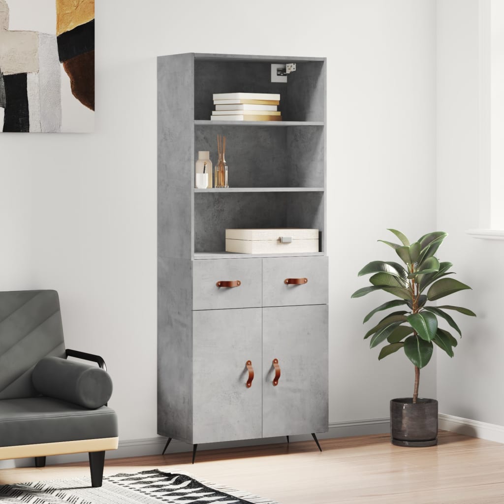 Högskåp Högglans Vit 69,5X34X180 Cm Konstruerat Trä