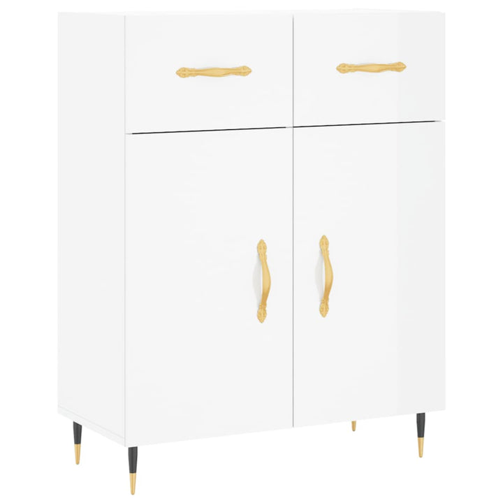 Högskåp Högglans Vit 69,5X34X180 Cm Konstruerat Trä
