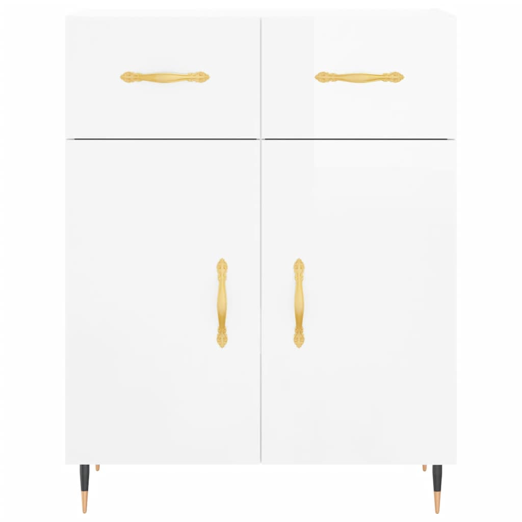 Högskåp Högglans Vit 69,5X34X180 Cm Konstruerat Trä