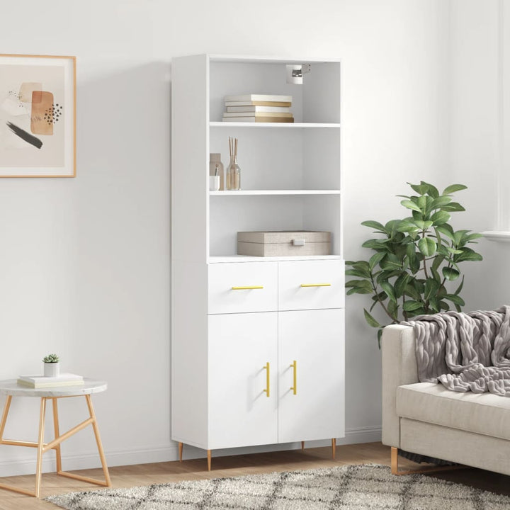 Högskåp Högglans Vit 69,5X34X180 Cm Konstruerat Trä