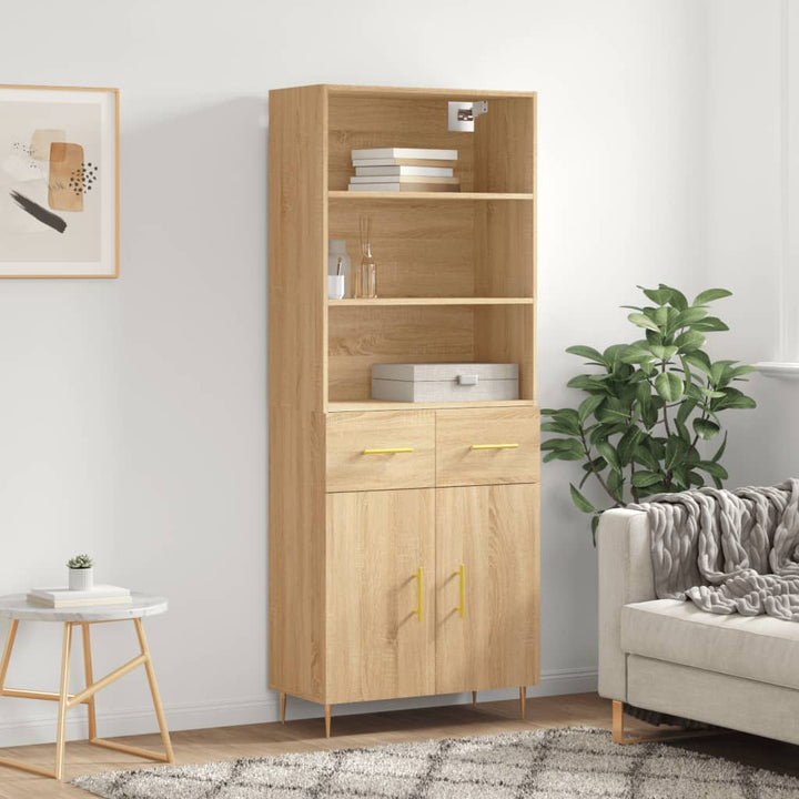 Högskåp Högglans Vit 69,5X34X180 Cm Konstruerat Trä