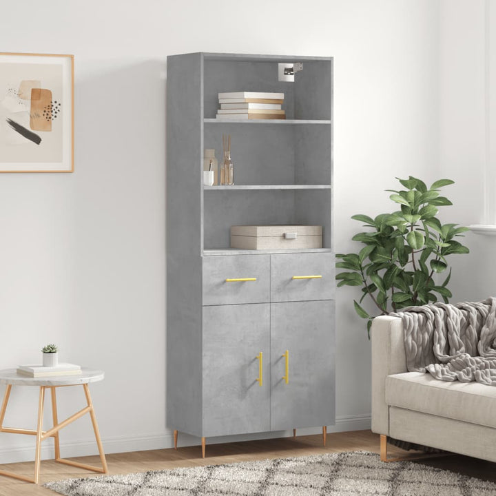 Högskåp Högglans Vit 69,5X34X180 Cm Konstruerat Trä