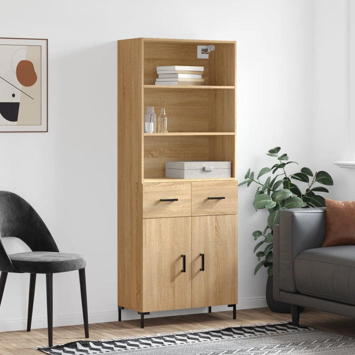 Högskåp Högglans Vit 69,5X34X180 Cm Konstruerat Trä