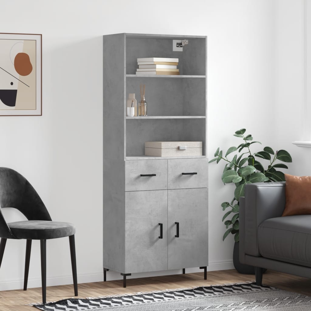 Högskåp Högglans Vit 69,5X34X180 Cm Konstruerat Trä