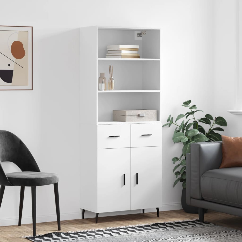 Högskåp Högglans Vit 69,5X34X180 Cm Konstruerat Trä