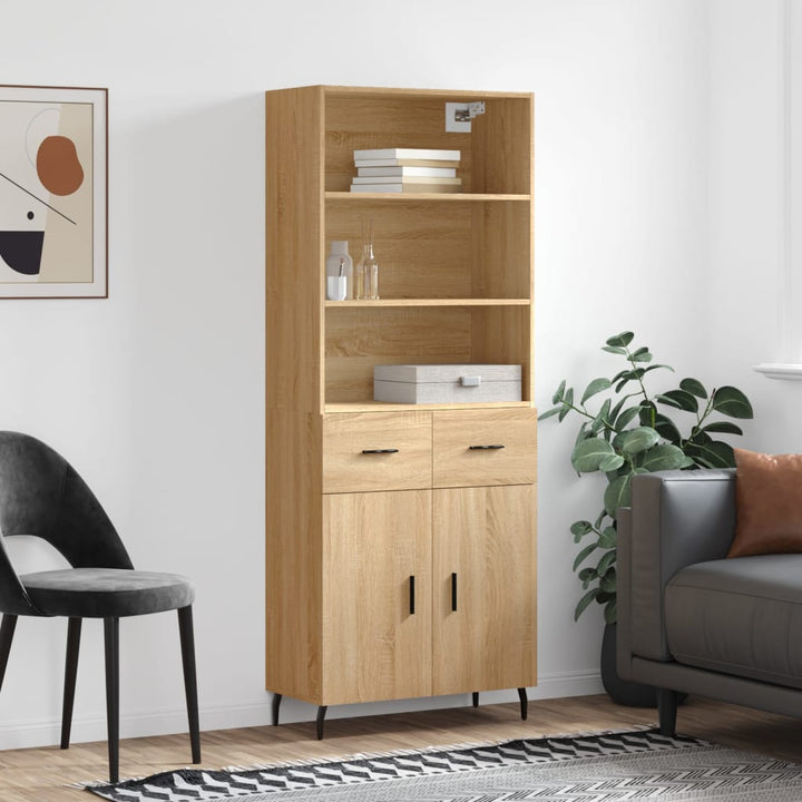 Högskåp Högglans Vit 69,5X34X180 Cm Konstruerat Trä