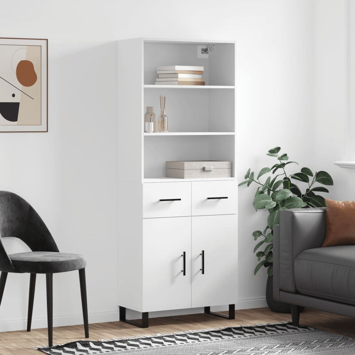 Högskåp Högglans Vit 69,5X34X180 Cm Konstruerat Trä