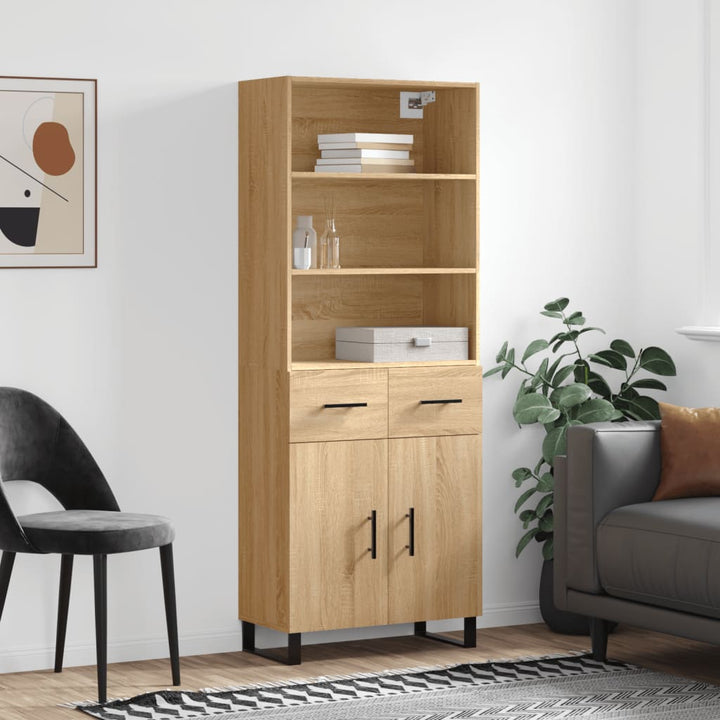 Högskåp Högglans Vit 69,5X34X180 Cm Konstruerat Trä