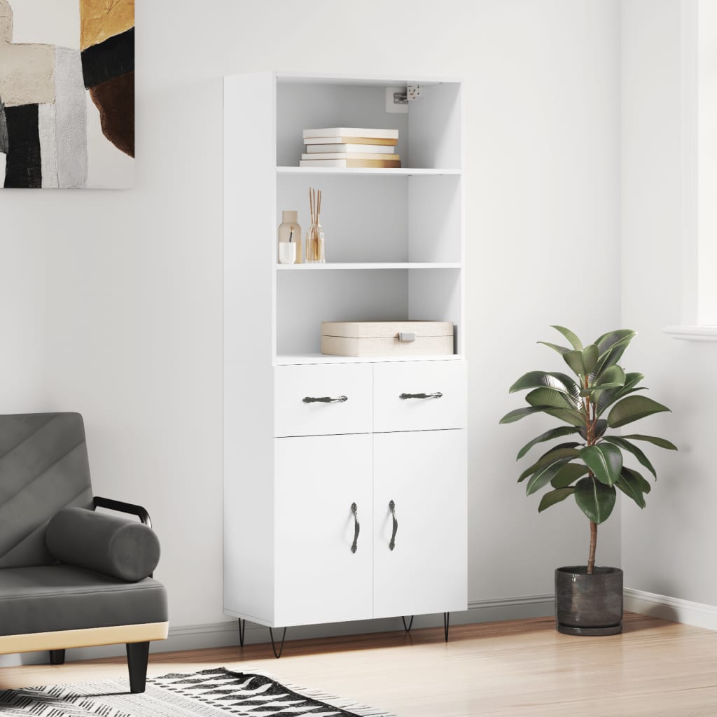 Högskåp Högglans Vit 69,5X34X180 Cm Konstruerat Trä