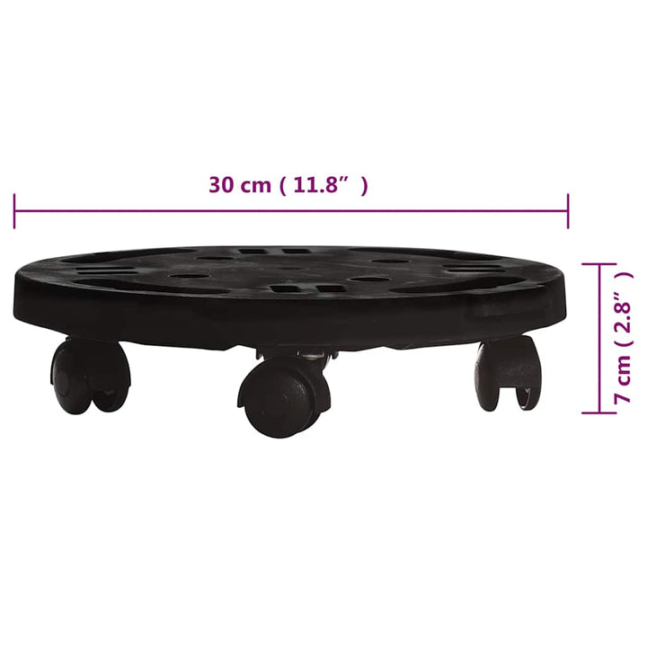 Blomvagnar Med Hjul 2 St Diameter 30 Cm Svart 170 Kg
