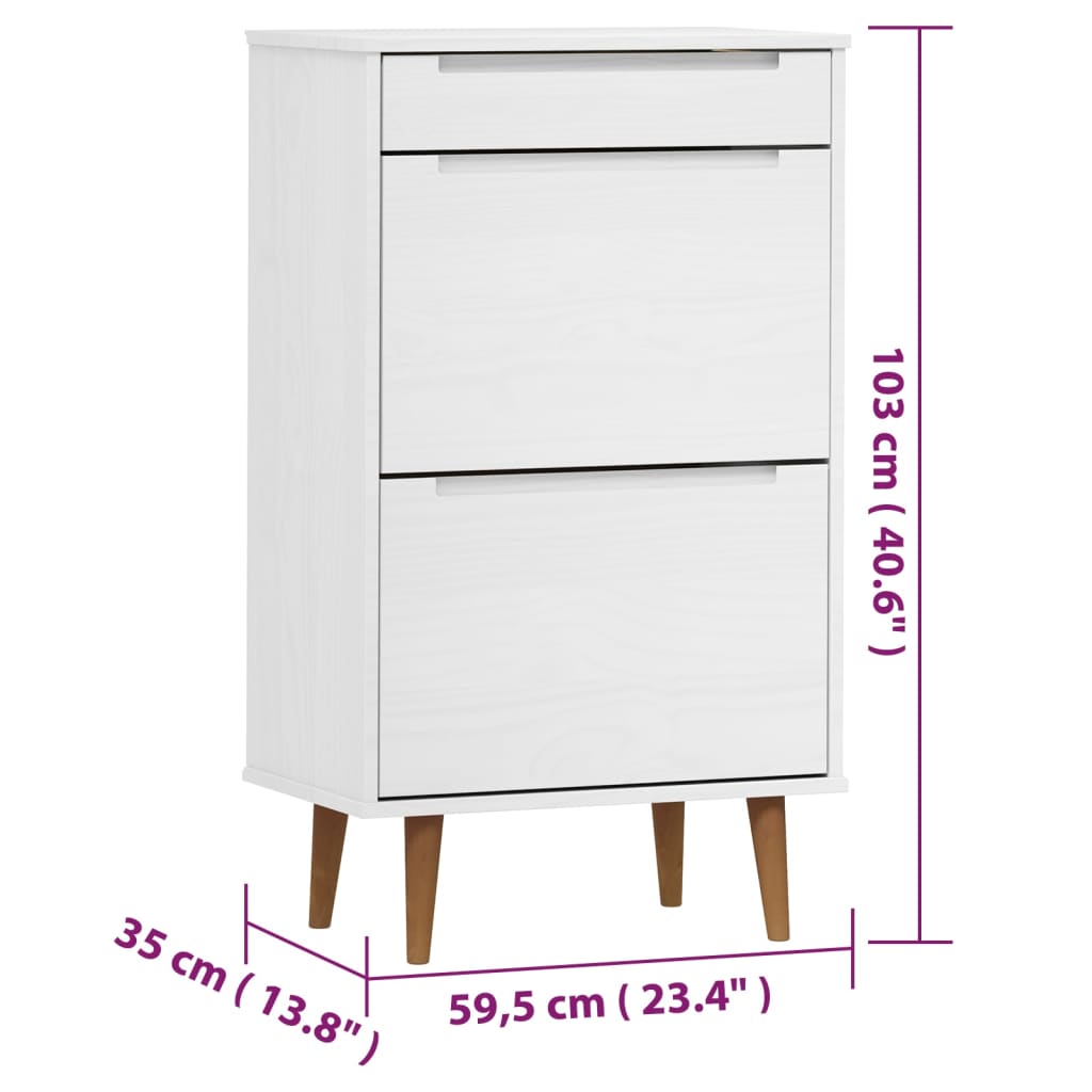 Skoskåp Molde 59,5X35X103 Cm Massiv Furu